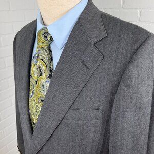 Tempo 64 Racquet Club Blazer Men 40 Gray Multi Herringbone Stripe Jacket USA VTG